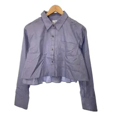 ランバンオンブルー LANVIN en Bleu 美品 ハート釦バックフレアクロップドシャツ ブラウス 長袖 38 3486604 ブルー