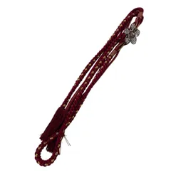 帯締め 優品 振袖用 フォーマル 花 金糸 ストーン えんじ色 正絹 和装小物  【中古】