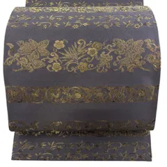 【美品】 袋帯 名品 花唐草 松梅 金糸 灰紫 六通 正絹 【中古】