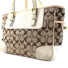 COACH y2k signature canvas leather shoulderbag コーチ シグネチャー キャンバスレザー素材 アイボリーホワイト 型番1443 ベージュ