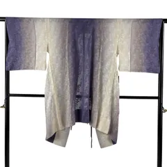 【美品】 道中着 身丈96cm 裄丈66.5cm M 和装コート 草花 ぼかし 紫 正絹 逸品 【中古】