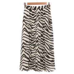 バナナリパブリック BANANA REPUBLIC フレアスカート 00 マキシ ロング丈 総柄 白 ホワイト 黒 ブラック /AE ■GY06