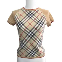 バーバリーブルーレーベル BURBERRY BLUE LABEL ニット セーター 半袖 ノバチェック ベージュ M ■MNK5