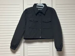 #新品：キルティングジャケット クロップド ショート シャーリング ブラック