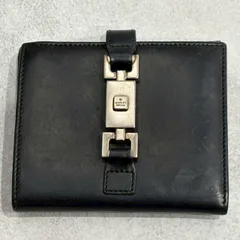 GUCCI グッチ ジャッキー 折り財布 ブラック レザー シルバー金具 コンパクトウォレット メンズ レディース ユニセックス 黒 財布 折り財布 小銭入れ付き カード収納 GG ロゴ 人気 定番 上品 高級感 実用的 普段使い 薄型 小型 本革
