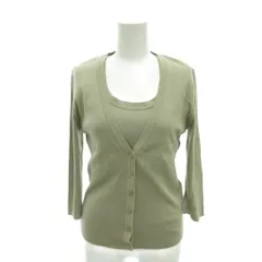 アンタイトル UNTITLED 美品 アンサンブルニット カットソー 2 ベージュ 無地 ラウンドネック 七分袖 /YJ ■GY12