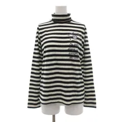 アンタイトル スポーツ UNTITLED SPORT タートルネックTシャツ L 黒 ブラック 白 ホワイト 刺繍ロゴ ボーダー柄 タートルネック 長袖 /SX ■GY06