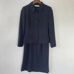 MISS ASHIDA ミスアシダ フォーマルセットアップ ワンピース 9号 ジュンアシダ　系　M相当　ブラックネイビー　羊毛100%