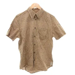 カルバンクラインジーンズ Calvin Klein Jeans ボタンダウンシャツ M 半袖 茶 ブラウン 黄 イエロー /AX ■GY06