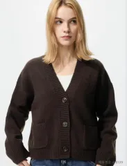 UNIQLO ユニクロ スフレヤーンショートカーディガン ブラウン