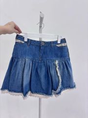 ヴィンテージ) デニム レース ミニスカート