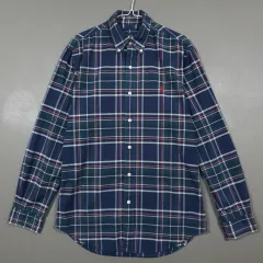 M) ポロ ラルフローレン ポニー タータンチェック ボタンダウン オックスフォード コットン シャツ