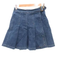 バーバリー ロンドン BURBERRY LONDON 美品 デニムスカート ミニ丈 150A 青 ブルー プリーツスカート スタッズ装飾  /NL ■GY06