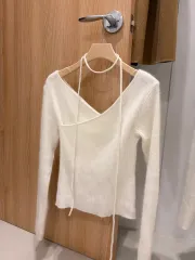 アンゴラニット タイニット Vネックニット 斜めボーダーニット