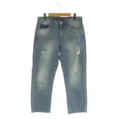 グローバルワーク GLOBAL WORK デニムパンツ ジーンズ テーパード ダメージ加工 カットオフ M ブルー /MY ■OS ■GY66