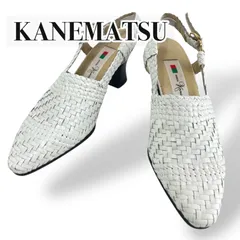 銀座カネマツ　GINZA KANEMATSU サンダル　22.0 ホワイト　編み込み　レディース　ビーチ　おでかけ　日常使い
