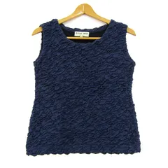 ハナエモリ カットソー シャツ トップス ノースリーブ プリーツ レディース Mサイズ ネイビー HANAE MORI 森英恵 【中古】のサムネイル