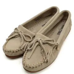 ミネトンカ モカシン フラットシューズ スウェード ブランド フリンジ 靴 レディース 6.5サイズ ベージュ Minnetonka 【中古】のサムネイル