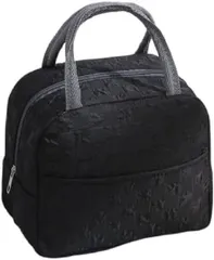 保冷保温ランチバッグ ブラック 大容量 防水 軽量 弁当トート 男女兼用 ペットボトル可