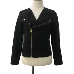 アースミュージック&エコロジー EARTH MUSIC & ECOLOGY ジャケット ライダース スエード調 無地 長袖 M 黒 ブラック