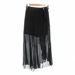 スナイデル SNIDEL シアーレイヤードプリーツスカート 0 黒 ブラック ベルト付き /AE ■GY53