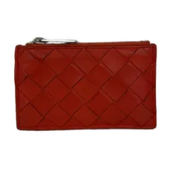 BOTTEGA VENETA(ボッテガヴェネタ) コインケース イントレチャート レッド キーリング付き レザー