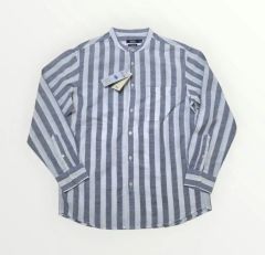 新品 メンズ 95 シャツ リネン 長袖シャツ シャツ ボーダー柄 男シャツ 新品 95