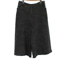 エムズグレイシー M'S GRACY ワイドパンツ ガウチョ 38 黒 ブラック 白 ホワイト チェック柄 ハーフ丈 /GG ECB001