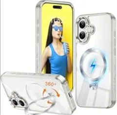 ★iPhone 16 用 ケース MagSafe対応 リング【上品輝き・定点360°回転】 縦横両対応 黄ばみ防止 ワイヤレス充電 いphone16 スマホケース レンズ保護 耐衝撃 超強磁力 携帯カバー アイフォン 16 ケース マグネット搭載