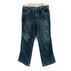 23区 オンワード樫山 デニムパンツ ジーンズ ストレート ロング丈 ウォッシュ加工 46 S 青 ブルー /SM31のサムネイル