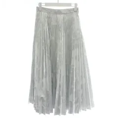 アイネア AINEA プリーツスカート ロング ラメ 総柄 38 シルバー色 白 ホワイト /XZ ■GY57