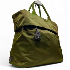 PRADA プラダ テスートナイロン リバーシブル トートバッグ ショルダーバッグ ハンドバッグ 三角ロゴ カーキ グリーン系