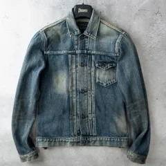 美品 KURO クロ ヴィンテージ加工 デニム ジャケット ジージャン メンズ S インディゴブルー 綿100% 日本製 アメカジ ワーク 上質 フェードのサムネイル
