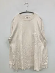 UNIQLO U ユニクロユー Tシャツ/カットソー L ホワイト 無地 ミドル丈 長袖 クルーネック(丸首)