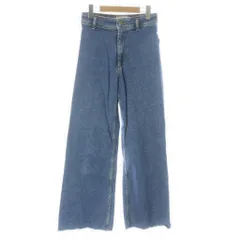 ザラ ZARA デニム ジーンズ EUR36 インディゴブルー ワイドシルエット 切りっぱなし裾 フルレングス /GG ■GY60