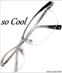 [ZIG's] 伊達メガネ サングラス メンズ レディース 知的 UV400 UVカット イメチェン カジュアル フォーマル ビジネス クリアレンズ メタル ハーフリム メガネケース シルバーフレーム (gldm00si)