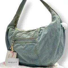 シーバイクロエ デニム ショルダーバッグ ワンショルダー ホーボーバッグ 斜め掛け可 A4収納可 大容量 ウォッシュ加工 レディース カジュアル ヴィンテージライク カード 保存袋付き See By Chloe s83