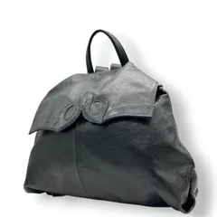 美品 イビザ IBIZA リュックサック バックパック デイパック レザー 本革 ブラック 黒 フラップ 巾着 ドローストリング モチーフデザイン パッチワーク 軽量 日本製 レディース エレガント 個性的 鞄 カバン U5