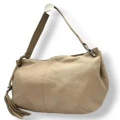 【美品】フルラ FURLA ワンショルダーバッグ ショルダーバッグ 肩掛け ハンド レザー 本革 シボ革 シュリンク ベージュ タッセル フリンジ チャーム シルバー金具 イタリア製 レディース カジュアル エレガント 通勤 通学 鞄 カバン U2
