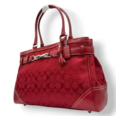 【未使用】コーチ COACH シグネチャー トートバッグ ワンショルダー キャンバス レザー レッド 赤 鞄 肩掛け 自立可 レディース エレガント ビンテージ クラシック 人気 上品 高級 ロゴ おしゃれ スタイリッシュ フォーマル トレンド s20
