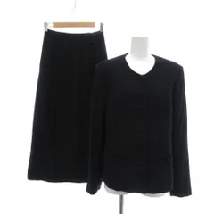 インゲボルグ INGEBORG セットアップ スーツ ジャケット ロングスカート S M ノーカラー フレア 長袖 黒 ブラック /NU ■GY61