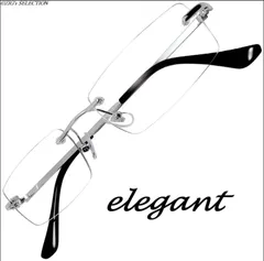 [ZIG's] 伊達メガネ サングラス メンズ レディース ふちなし リムレス おしゃれ UVカット UV400 イメチェン カジュアル フォーマル ビジネス コスプレ クリア メガネケース シルバーテンプル (glzd01si)