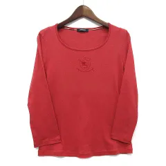 バーバリー ロンドン BURBERRY LONDON ホースマーク 刺繍 カットソー Tシャツ 七分袖 レッド 赤 2 FAD04-166-16