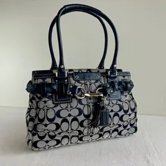 Coach Hampton Carryall Black Signature Shoulder Tote Bag Canvas Leather Y2k