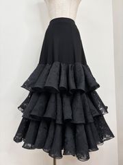 薔薇レース】新品 社交ダンス用 黒ロングフレアスカートb240 - メルカリ