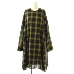 エズミ EZUMi チェックパネルワンピース 長袖 ロング M ダークブラウン 黄色 /NR ■OS ■GY57