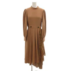 エイミーイストワール eimy istoire コンビネーションアシンメトリーワンピース ロング マキシ 長袖 プリーツ M 茶 ブラウン /FF ■GY62