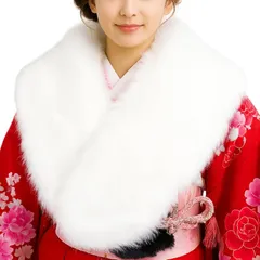 [エーエヌエス] 成人式 ショール フェイクファー 白 振袖用