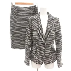 ジャップスギャップス JAPS GAPS 美品 セットアップ スカートスーツ ジャケット タイトスカート ウール 9 黒 ブラック ストライプ柄 テーラードカラー 長袖 /SJ ■GY61