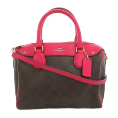 コーチ COACH ハンドバッグ ショルダー 2WAY PVC シグネチャー ピンク 茶 ブラウン /FF ■GY61